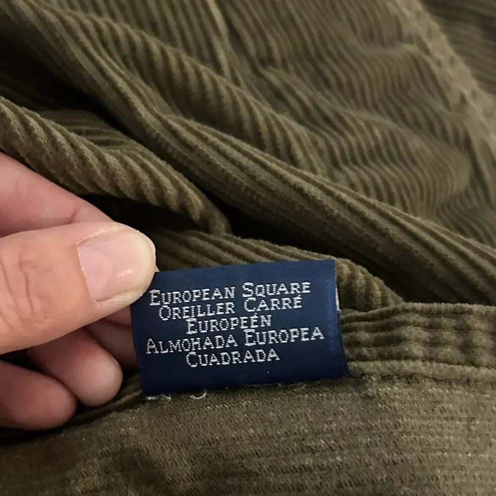 Ralph Lauren Pair quilted 2 hunting green large corduroy and nylon pillow shams.